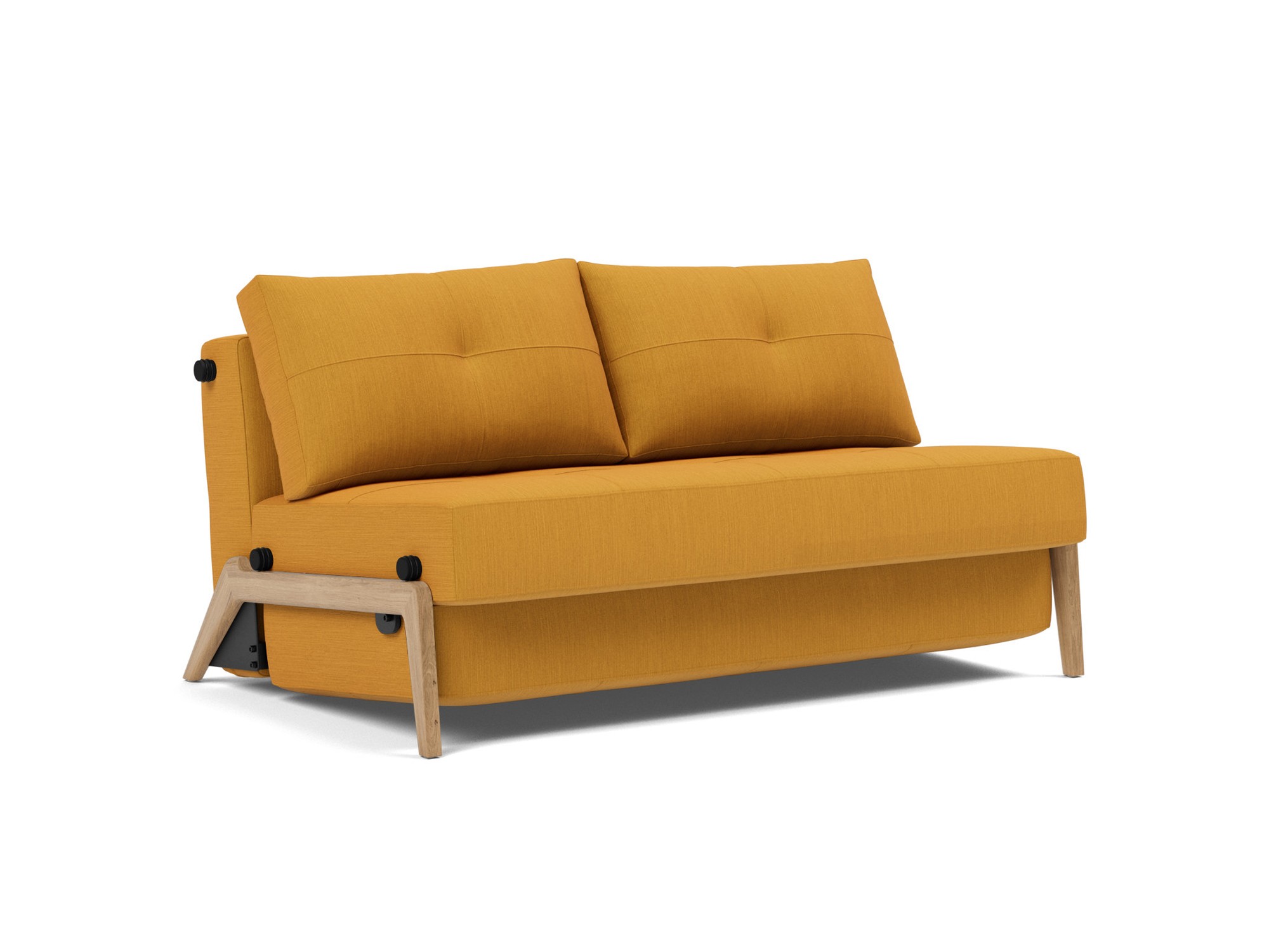 Schlafsofa Cubed 140 Flachgewebe Elegance 507-Burned-Curry Beine Eiche