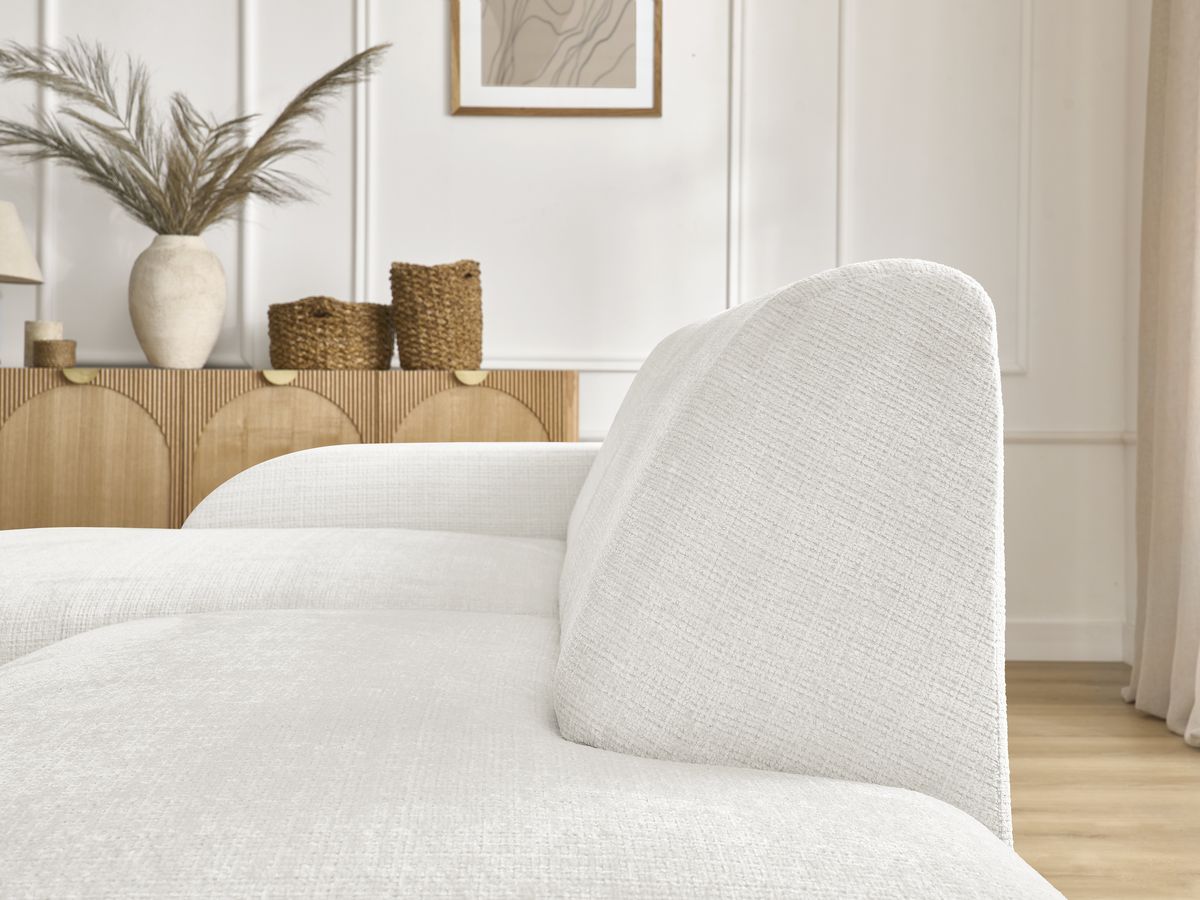 Bobochic Sirius Ecksofa 405 × 170 cm Strukturstoff Weiß Ecke links
