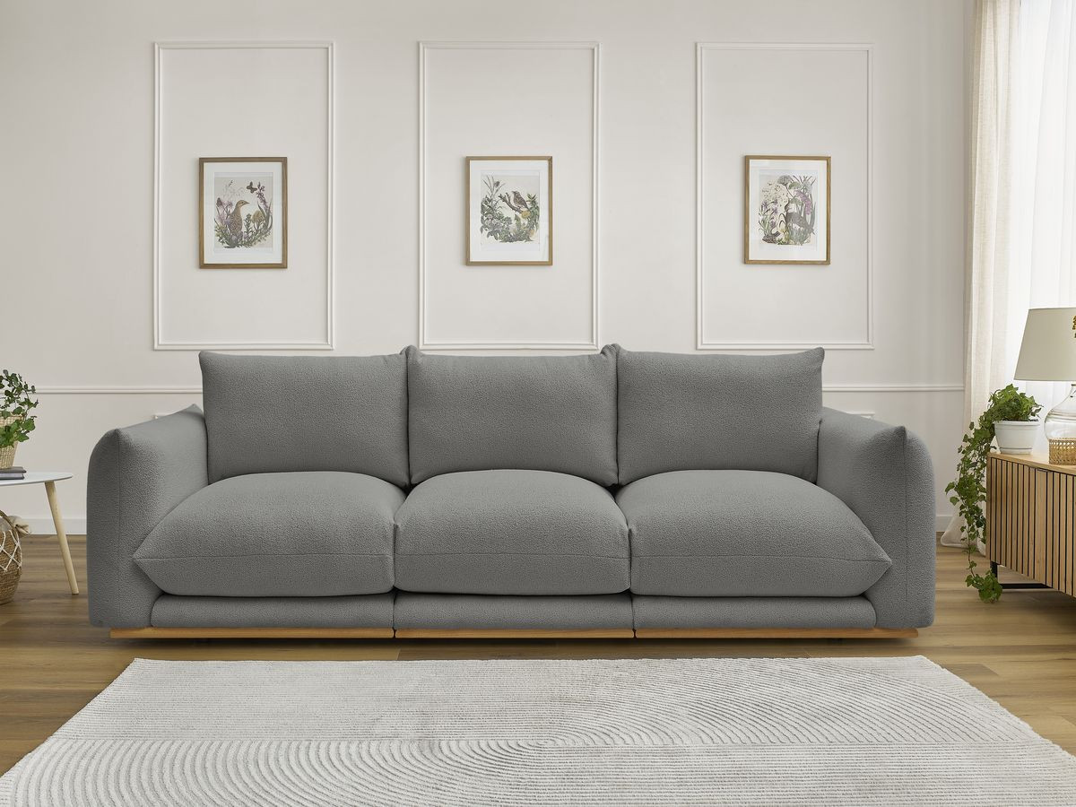 Bobochic Ernest Sofa 3-Sitzer 266 × 106 cm Bouclé-Stoff Dunkelgrau