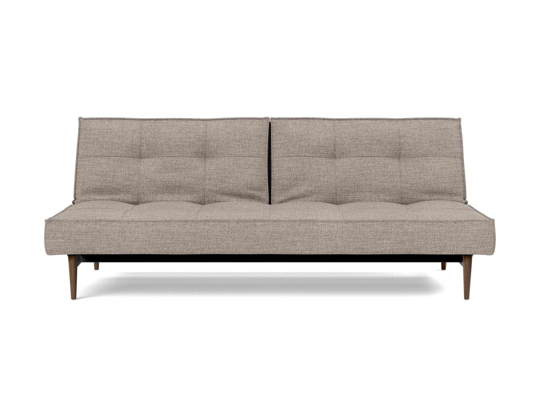 Schlafsofa Splitback Chenille Yuveno 472-Warm-Grey Beine Styletto Eiche dunkel