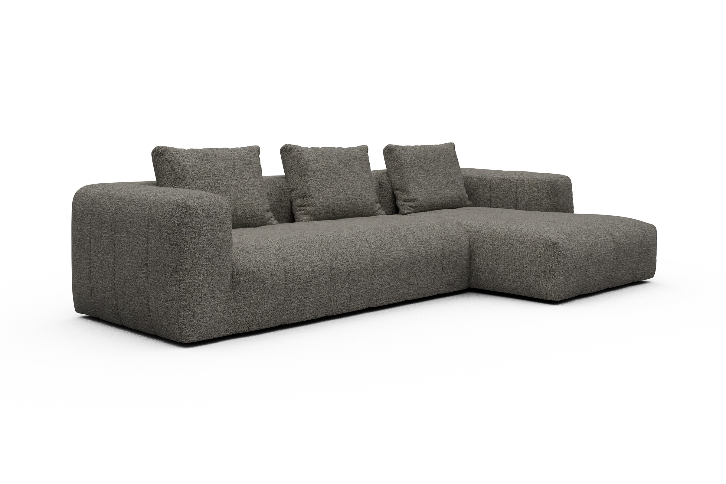 Ecksofa Hugo 2,5-Sitzer Armlehne links mit Chaiselongue Carreno-Sepie-Brown