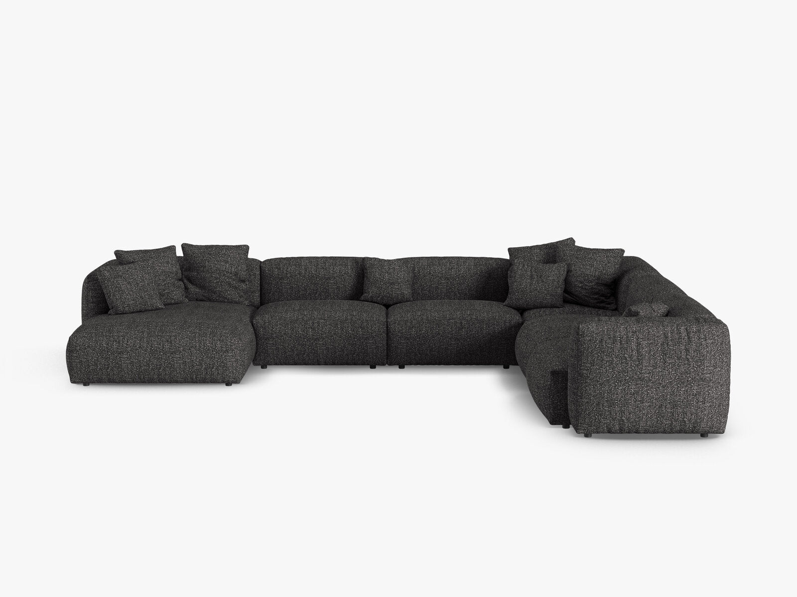Micadoni modulares Ecksofa XL Martina 6-Sitzer 90cm Sitztiefe Rechts Boucle Monet Anthrazit