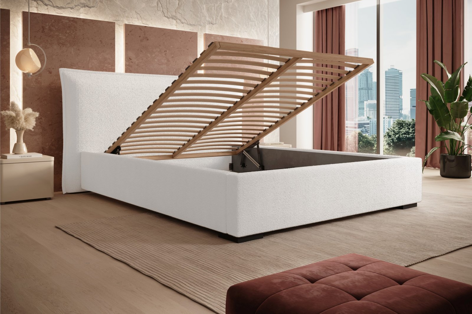 Polsterbett Renoa Boucle 160x200 mit Holzrahmen Quelle 01