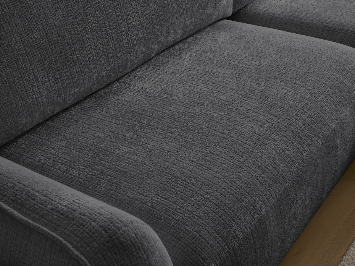 Bobochic Denise Ecksofa mit Schlaffunktion und Bettkasten 258 × 160 cm Strukturstoff Schwarz Ecke rechts