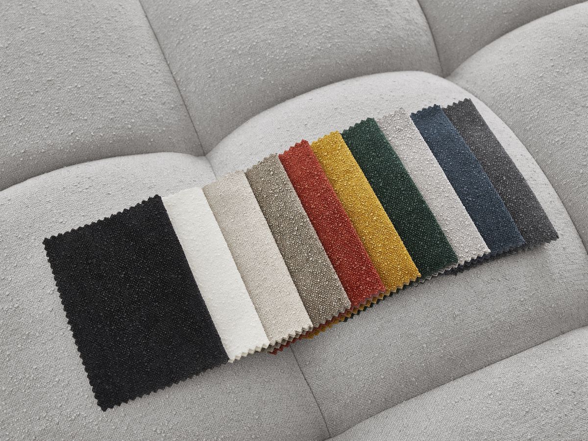 Bobochic Everest Ecksofa, 4 Kissen Strukturstoff Hellgrau Ecke links