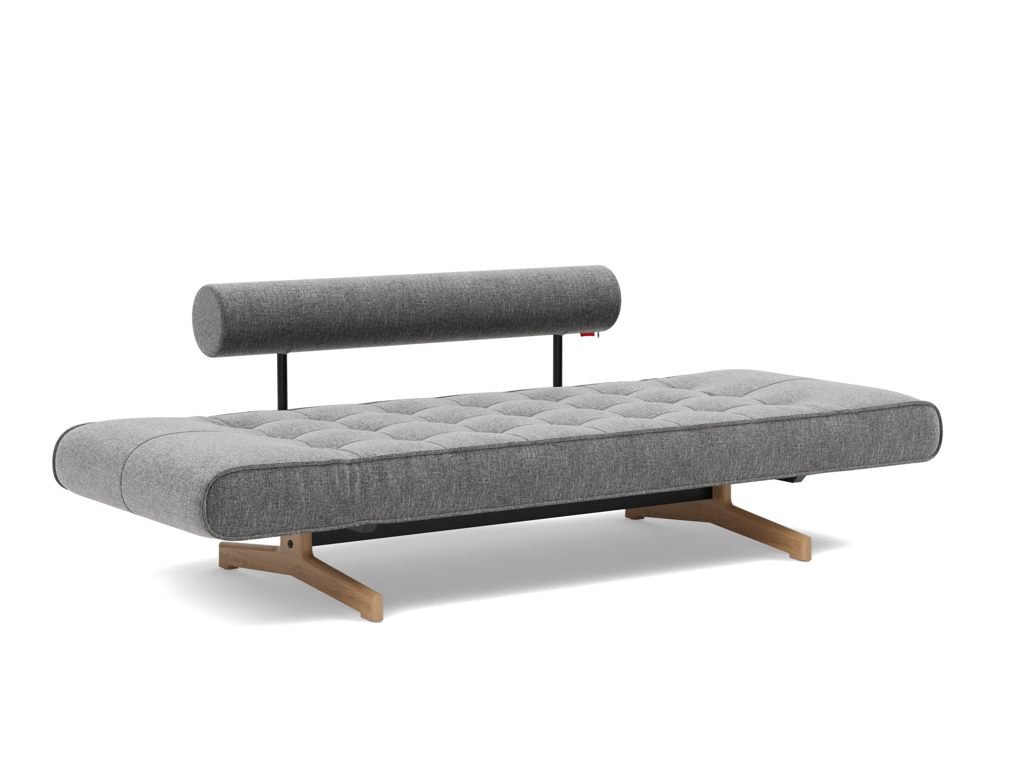 Tagesbett Ghia Strukturierter Stoff Twist 563-Charcoal Beine Eiche