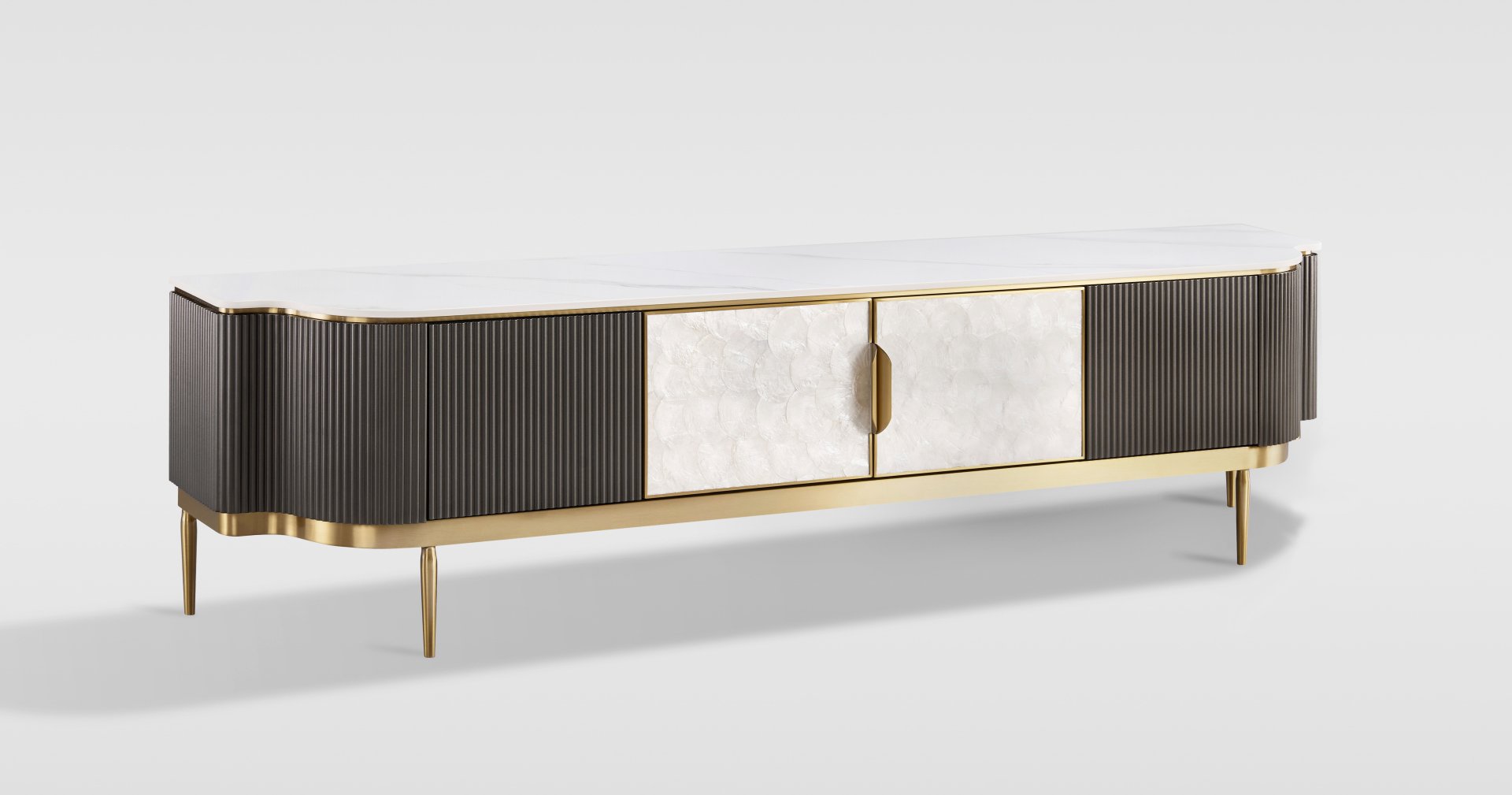 Livin Hill TV-Kommode Stilig 200 × 40 × 52 cm Dunkelgraphit, Platte Weiß