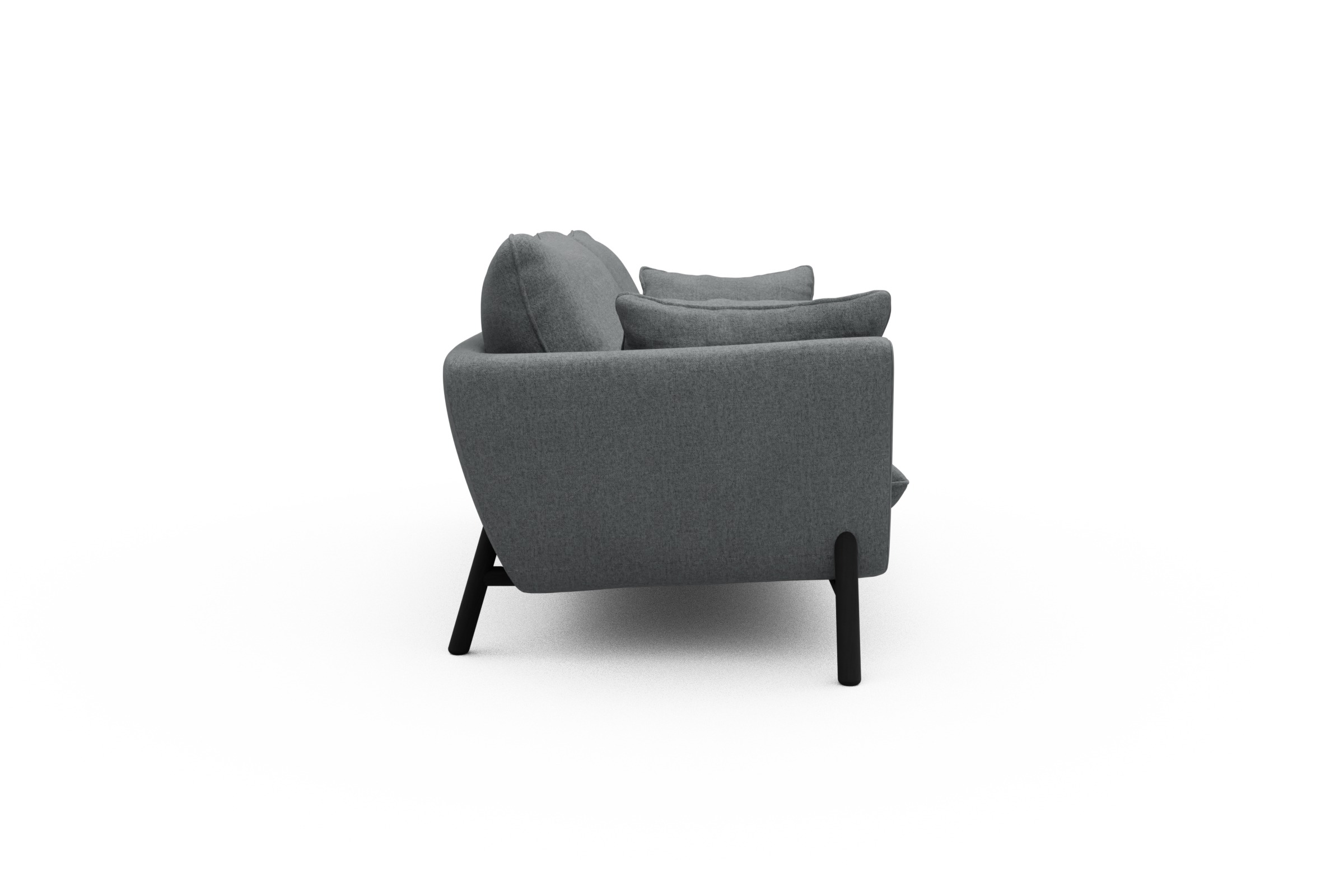 Sofa Emil 3-Sitzer Beinfarbe Eiche Schwarz Casone-Gravel-Grey