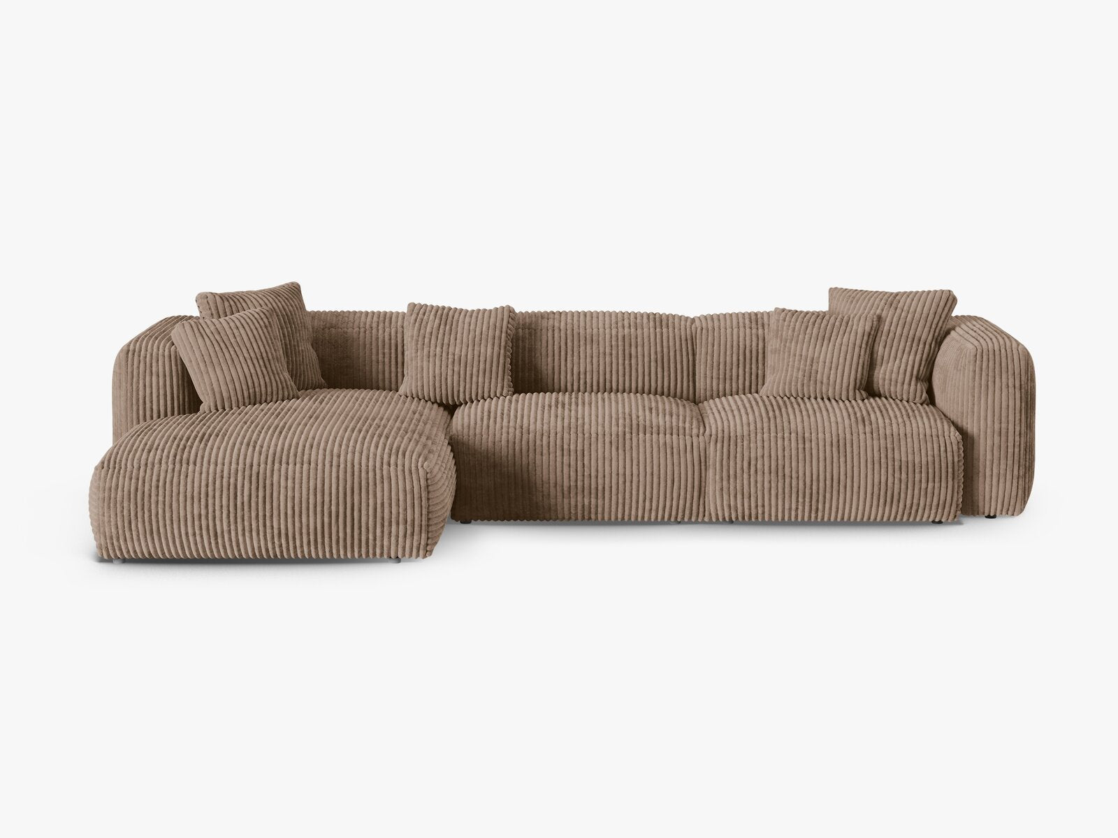 Micadoni Ecksofa Martina 3-Sitzer 90cm Sitztiefe Links Kord Tilia Eichel