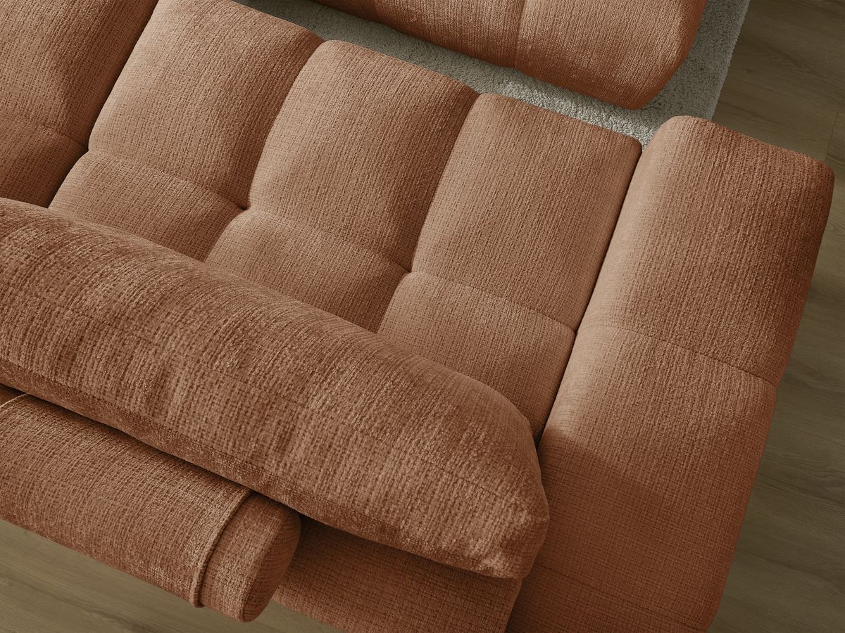 Bobochic Anakin Sofa 3-Sitzer mit Pouf, 2 Kissen Strukturstoff Orange