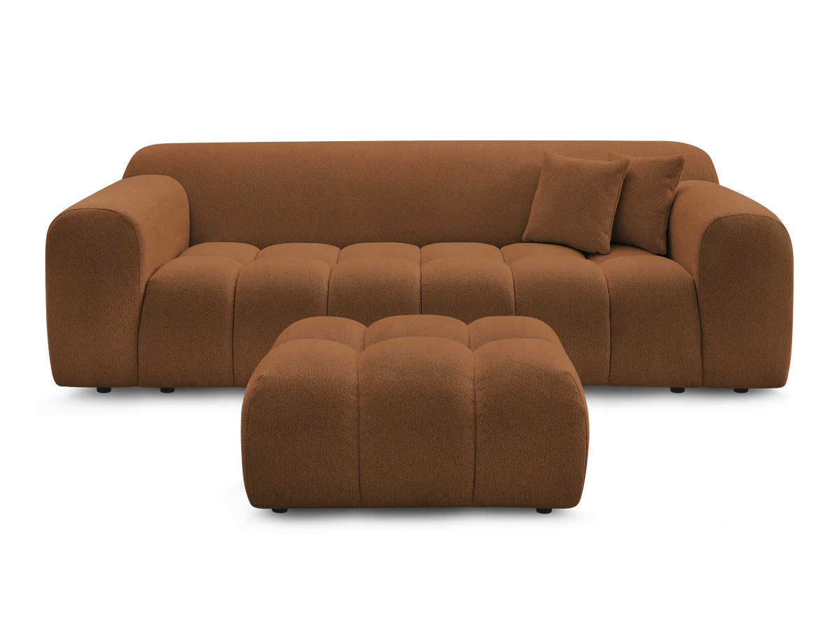 Bobochic Melisse Sofa 3-Sitzer mit Pouf Melange-Stoff Orange