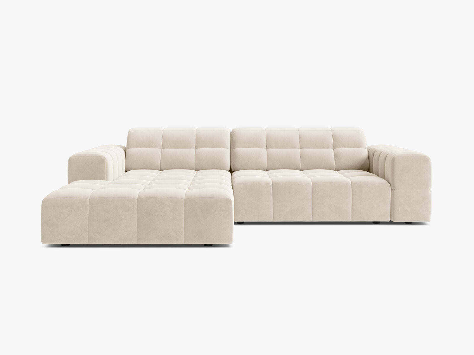 Micadoni Jennifer Ecksofa 4-Sitzer Links Samt Bluvel Helles Beige