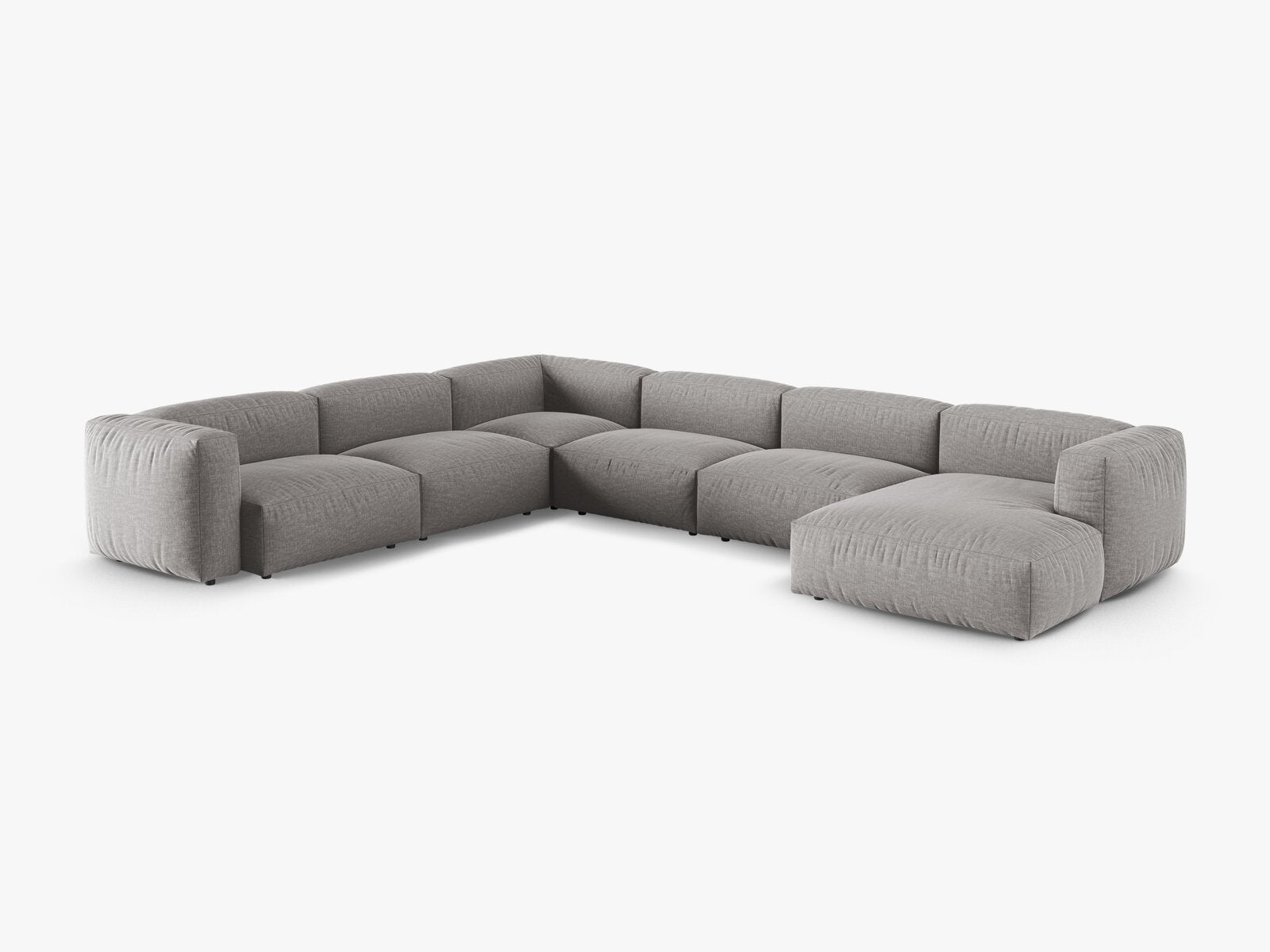 Micadoni modulares Ecksofa XL Martina 6-Sitzer 90cm Sitztiefe Links Strukturierter Stoff Boston Hellgrau