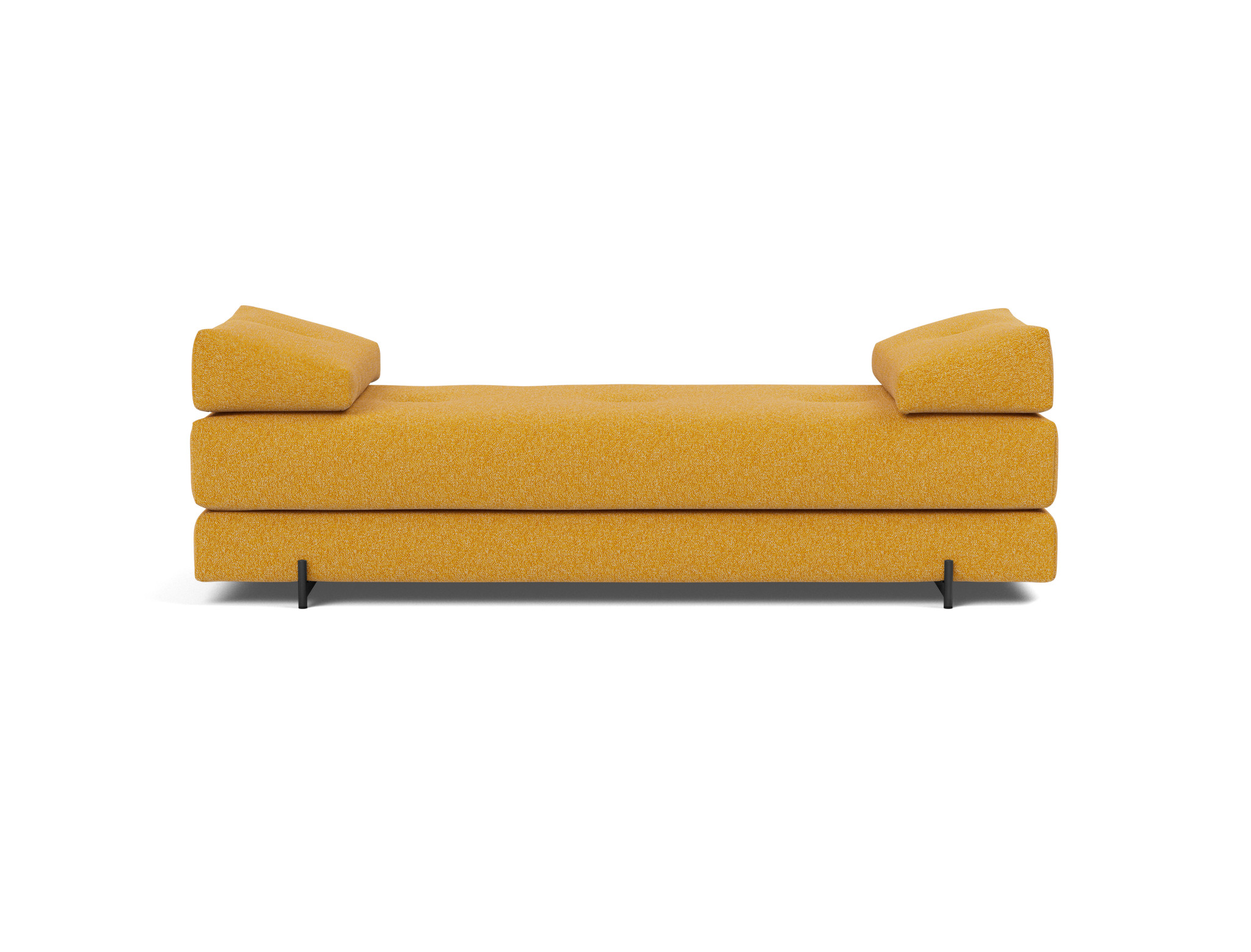 Tagesbett Sigmund Boucle Skandi 536-Ochre Beine Indu schwarz