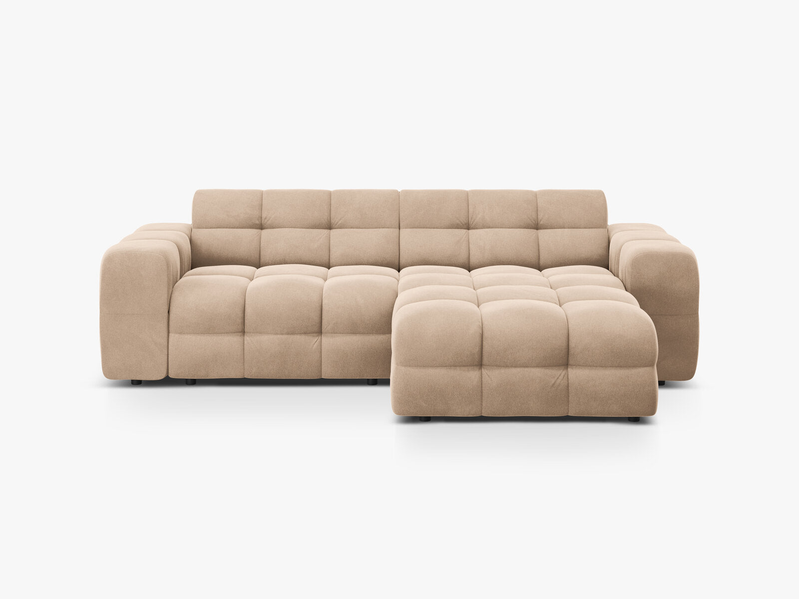 Micadoni Ecksofa Kendal 4-Sitzer Rechts Samt Mandel Beige