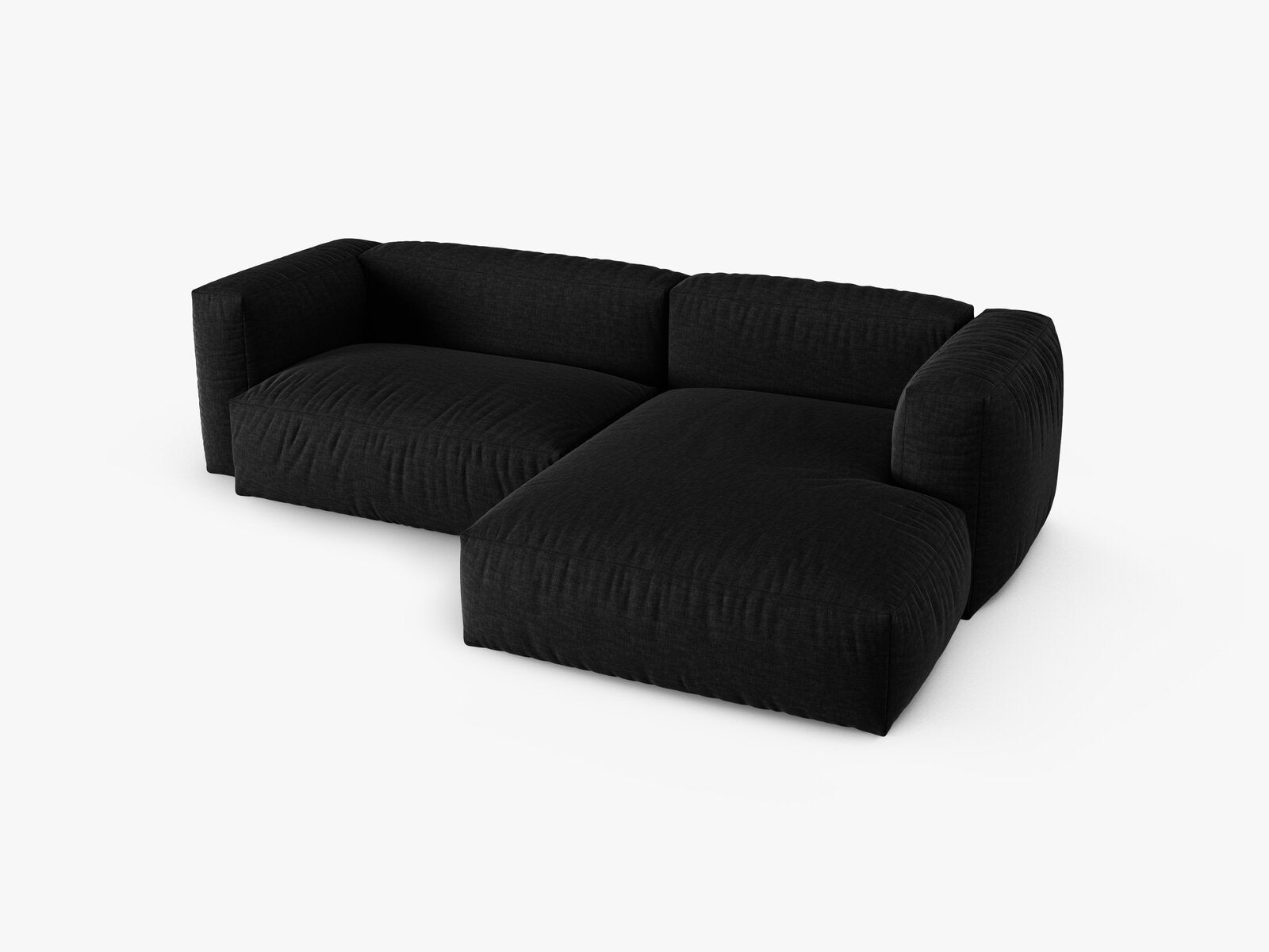 Micadoni Ecksofa Martina 2-Sitzer 90cm Sitztiefe Rechts Strukturierter Stoff Boston Schwarz