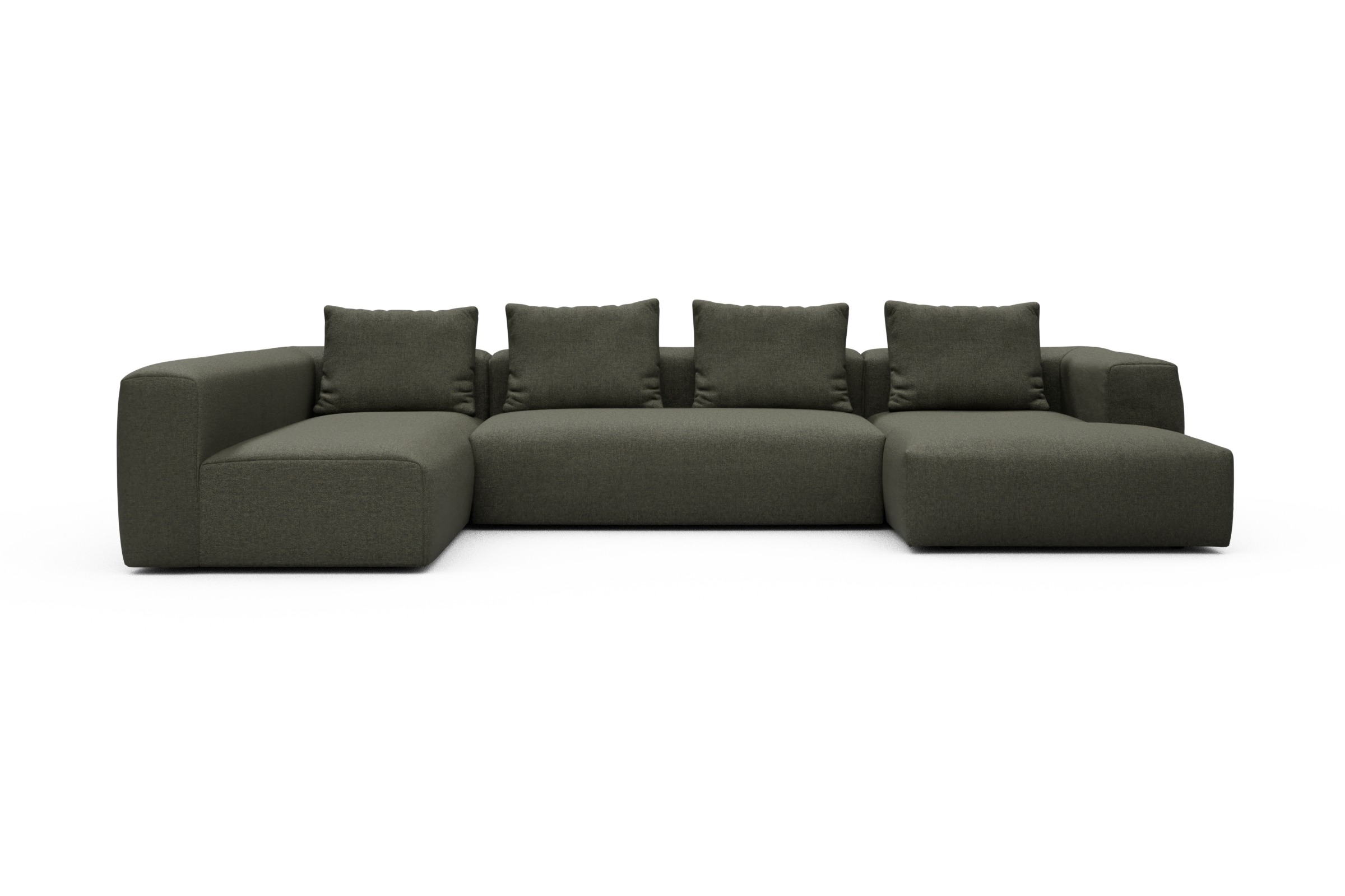 Skandi Home Wohnlandschaft Fred Chaiselongue rechts mit 2-Sitzer und lange Armlehne links Sama-Winter-Moss moebelfaktor