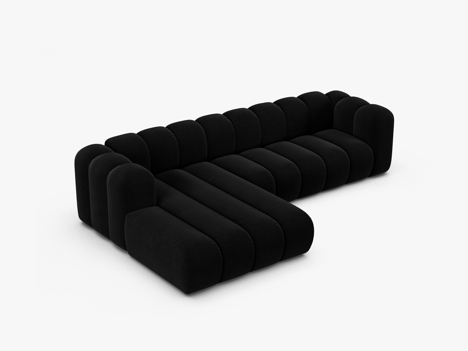 Micadoni Modulares Ecksofa Lupine 4-Sitzer Links Samt Venus Schwarz