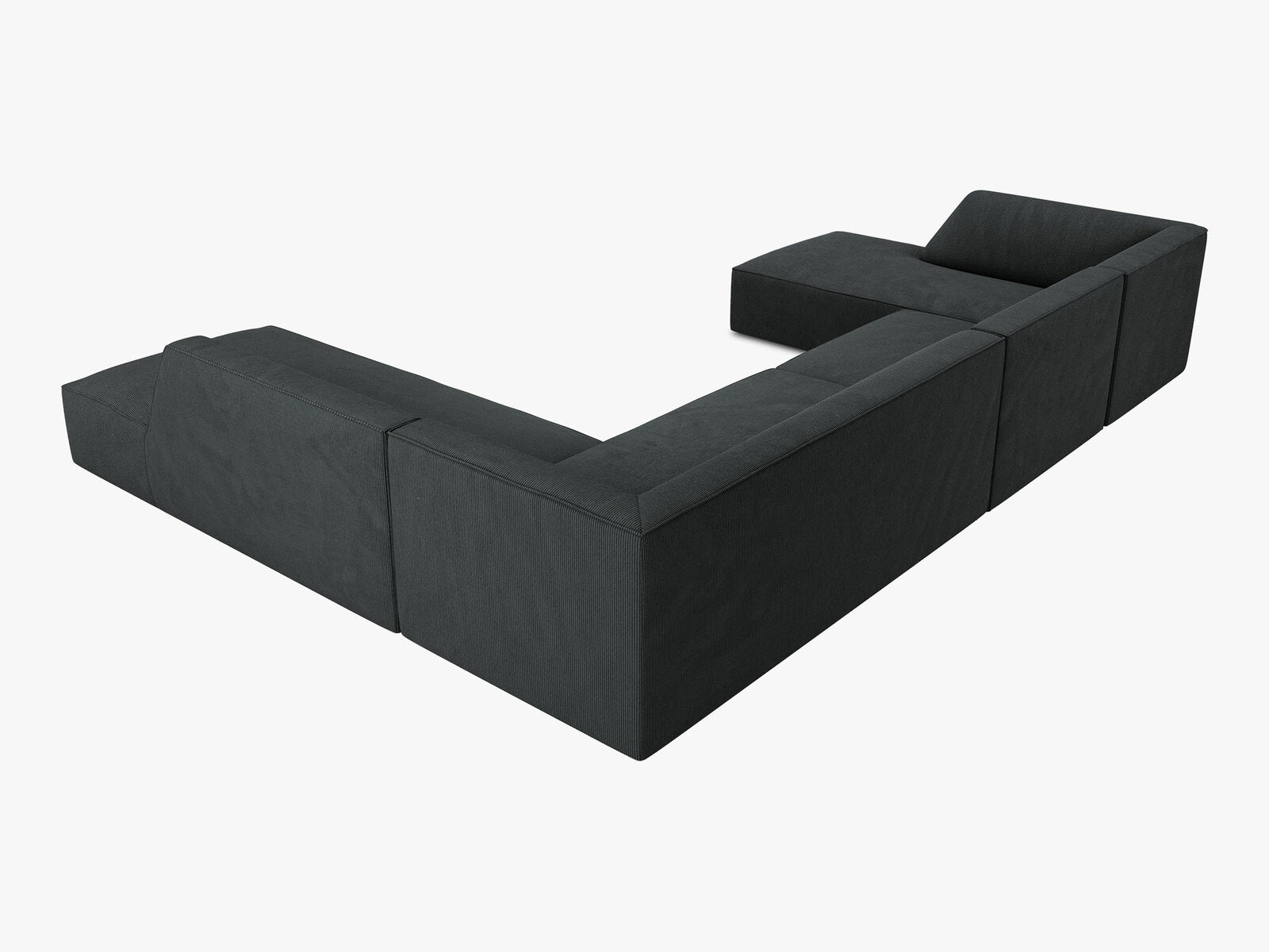 Micadoni Panorama-Ecksofa Ruby 7-Sitzer Rechts Kord Scala Schwarz