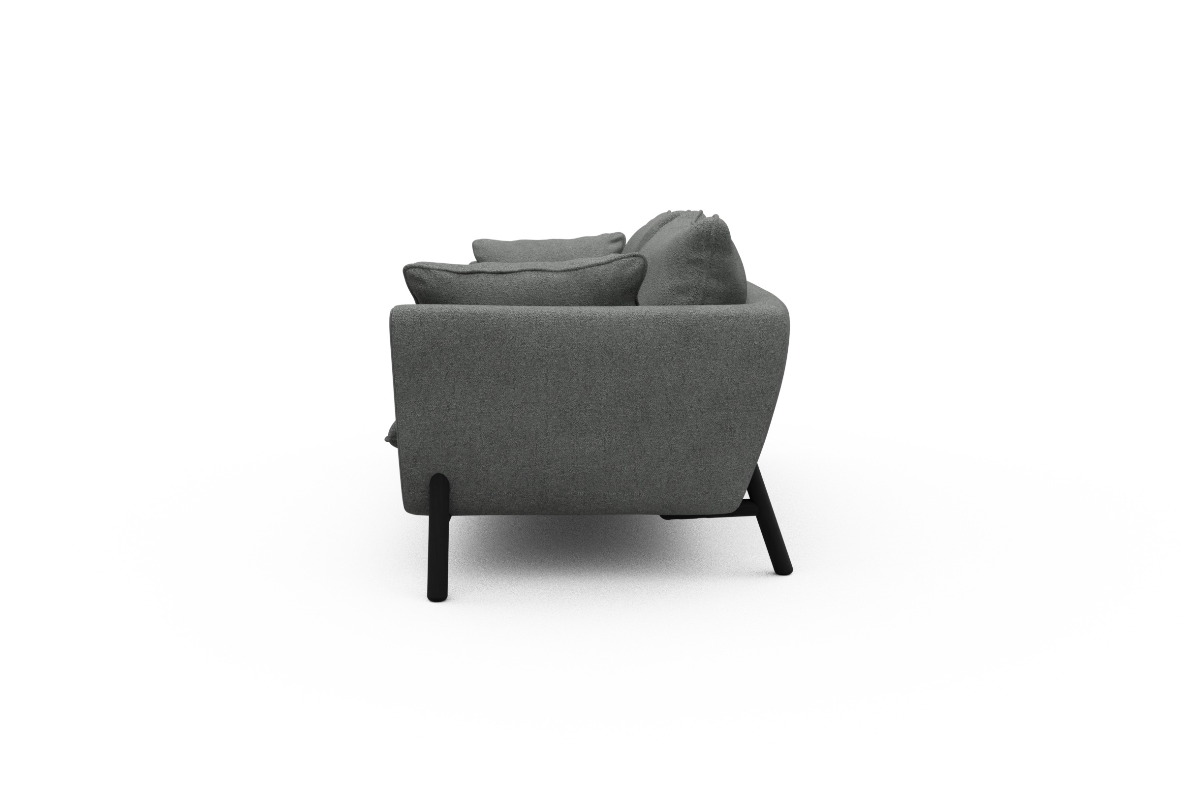 Sofa Emil PREMIUM 3-Sitzer Beinfarbe Eiche Schwarz Boucle-Ash-Grey