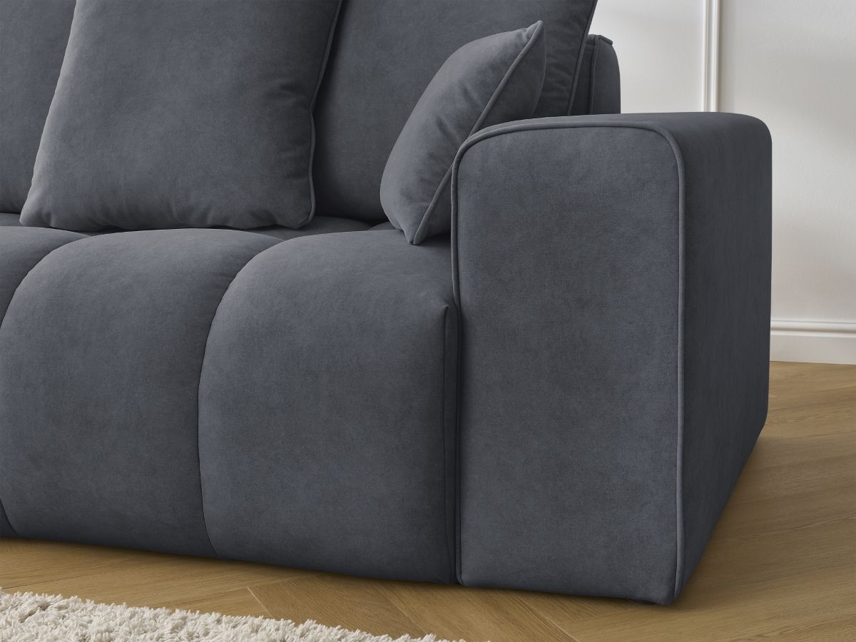 Bobochic Mont-blanc Sofa 4-Sitzer Samt Dunkelgrau Armlehne rechts