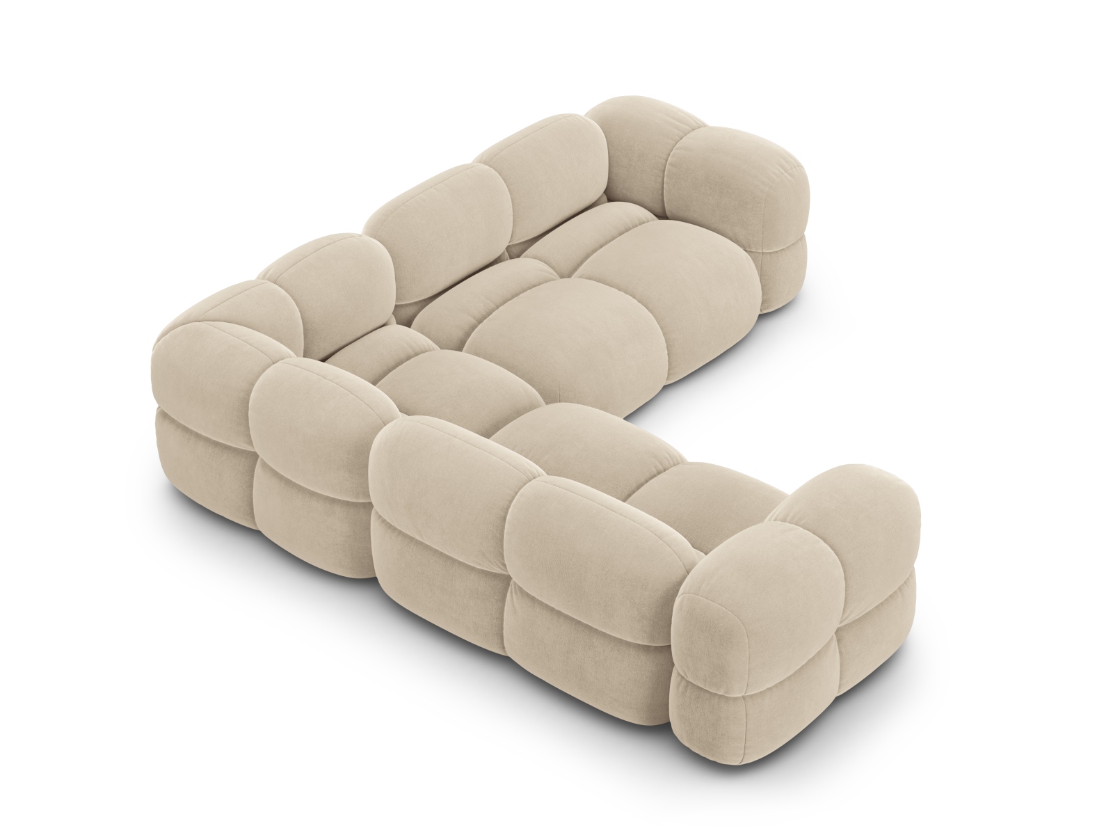 Cosmopolitan Design Symmetrisches Ecksofa Loretto 4-Sitzer Samt Vogue Helles Beige