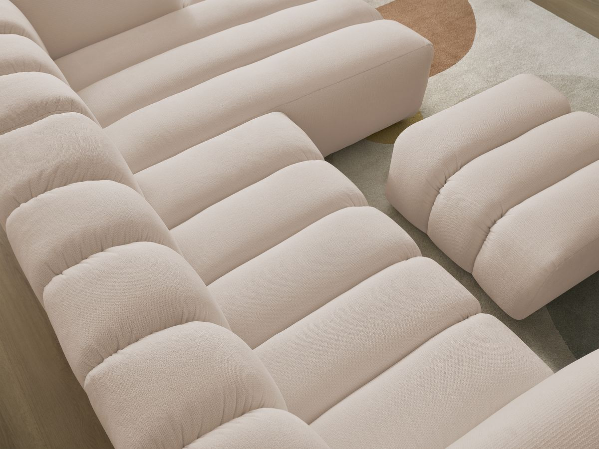 Bobochic Talia Ecksofa mit Pouf Melange-Stoff Beige Ecke rechts