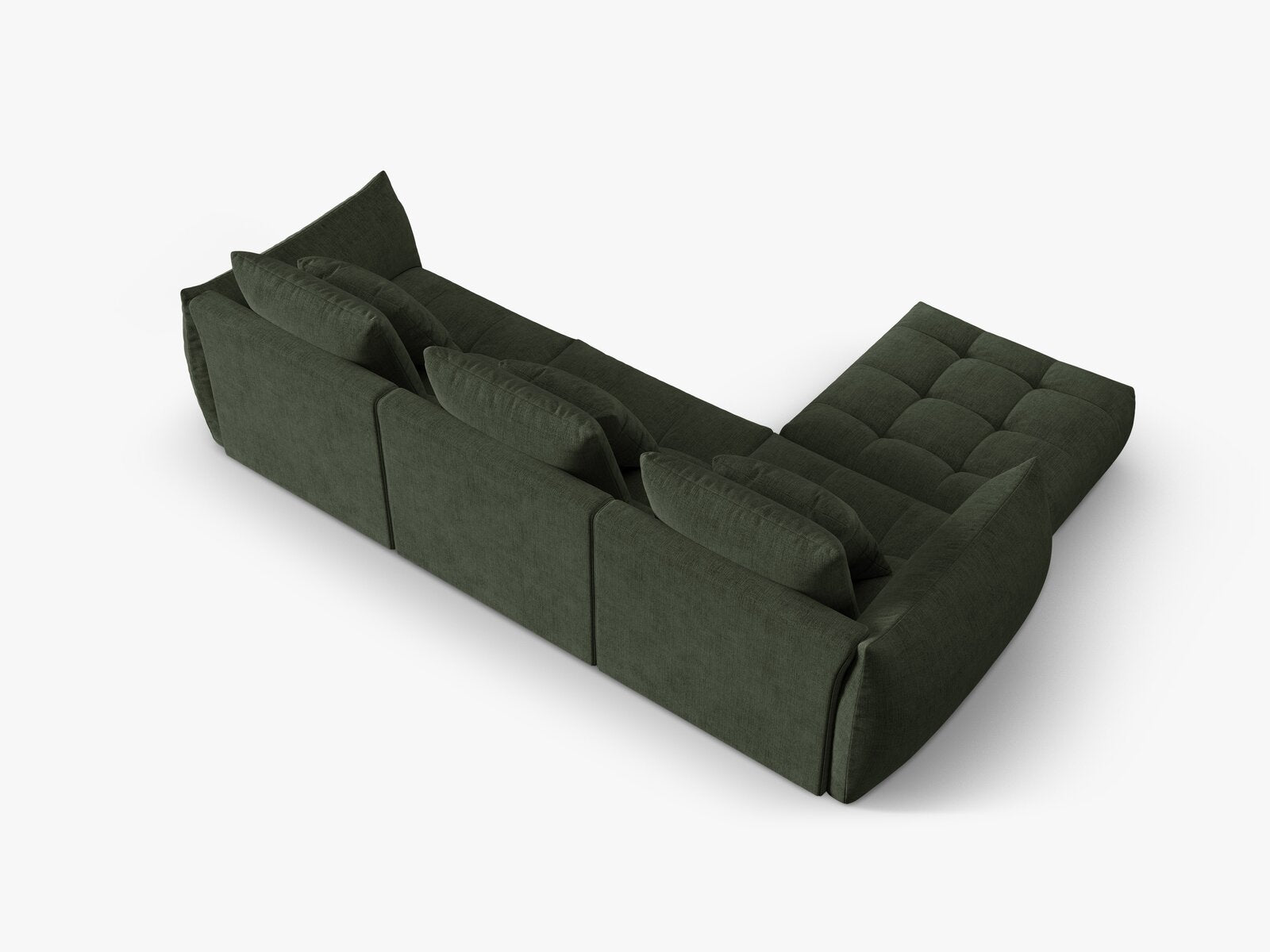 Micadoni Ecksofa Bloom 2-Sitzer Strukturierter Stoff Wind Moßgrün