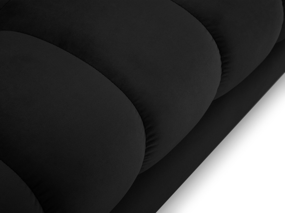 Cosmopolitan Design Ecksofa Bali 5-Sitzer Samt Bluvel Schwarz Links Beine Gold