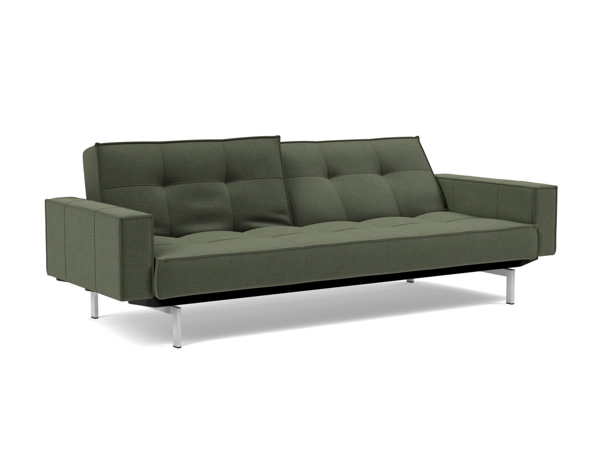 Schlafsofa Splitback mit Armlehnen Chenille Esina 413-Olive-Green Beine Chrom