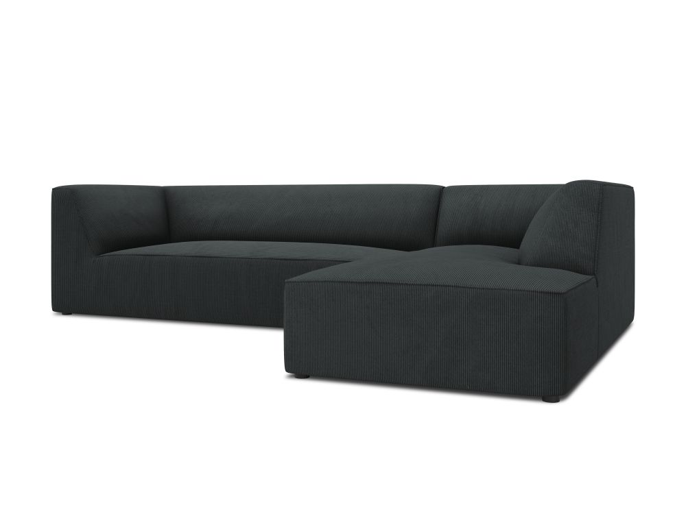 Cosmopolitan Design Ecksofa Siena 4-Sitzer Kord Scala Schwarz Rechts