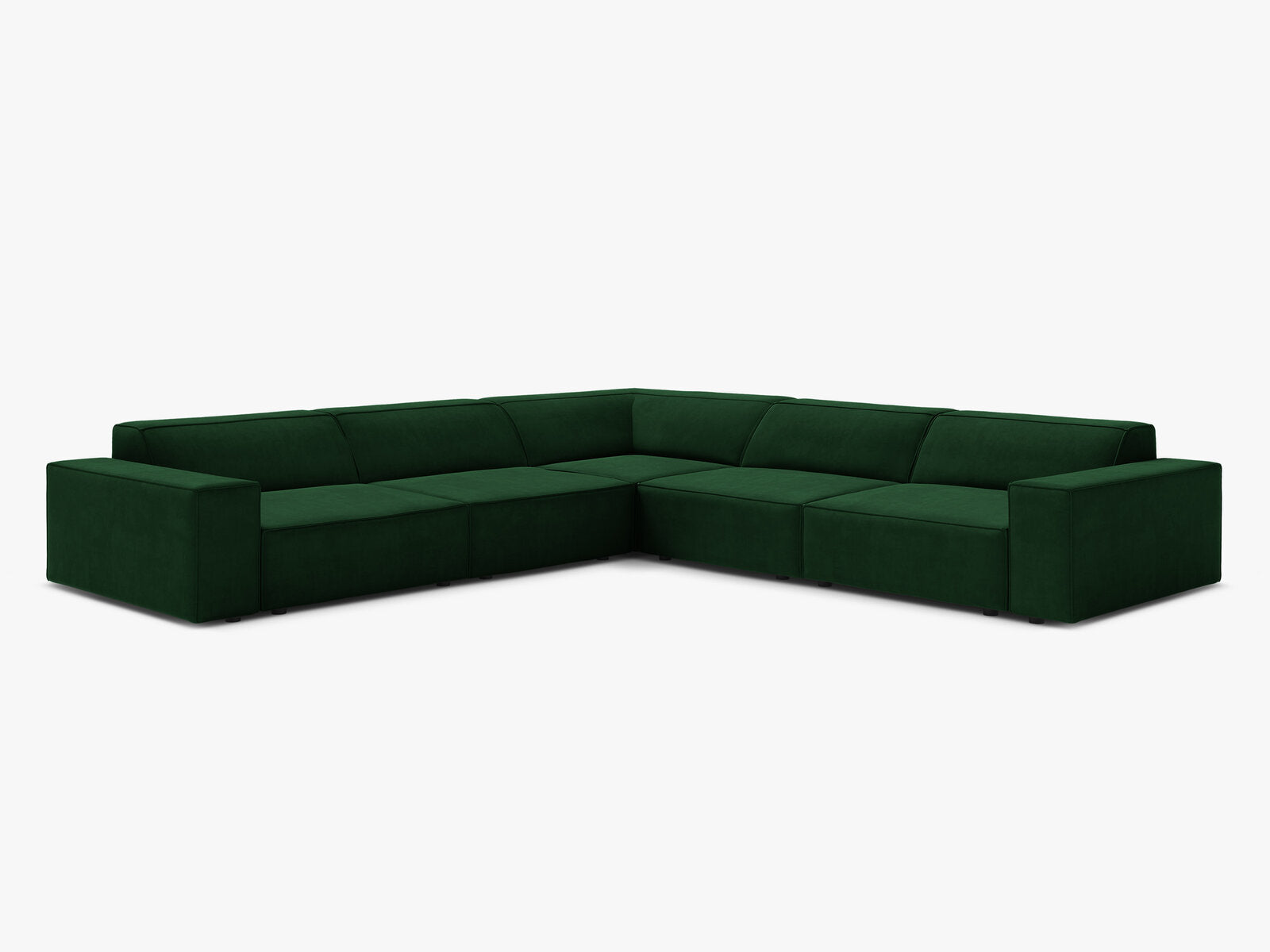 Micadoni Symmetrisches Ecksofa Jodie 6-Sitzer Samt Flaschengrün