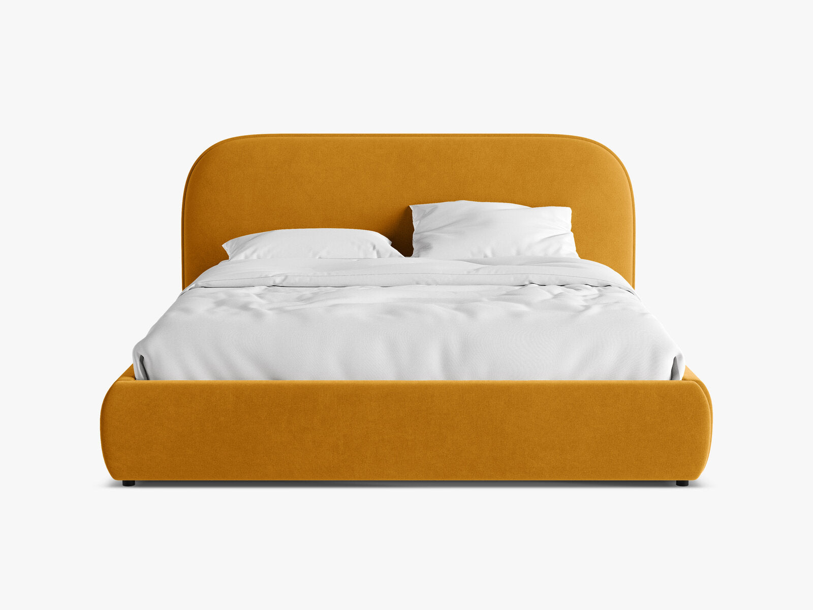 Micadoni Murada Bett mit Bettkasten und Kopfteil Samt Salvador Gelb 140x200