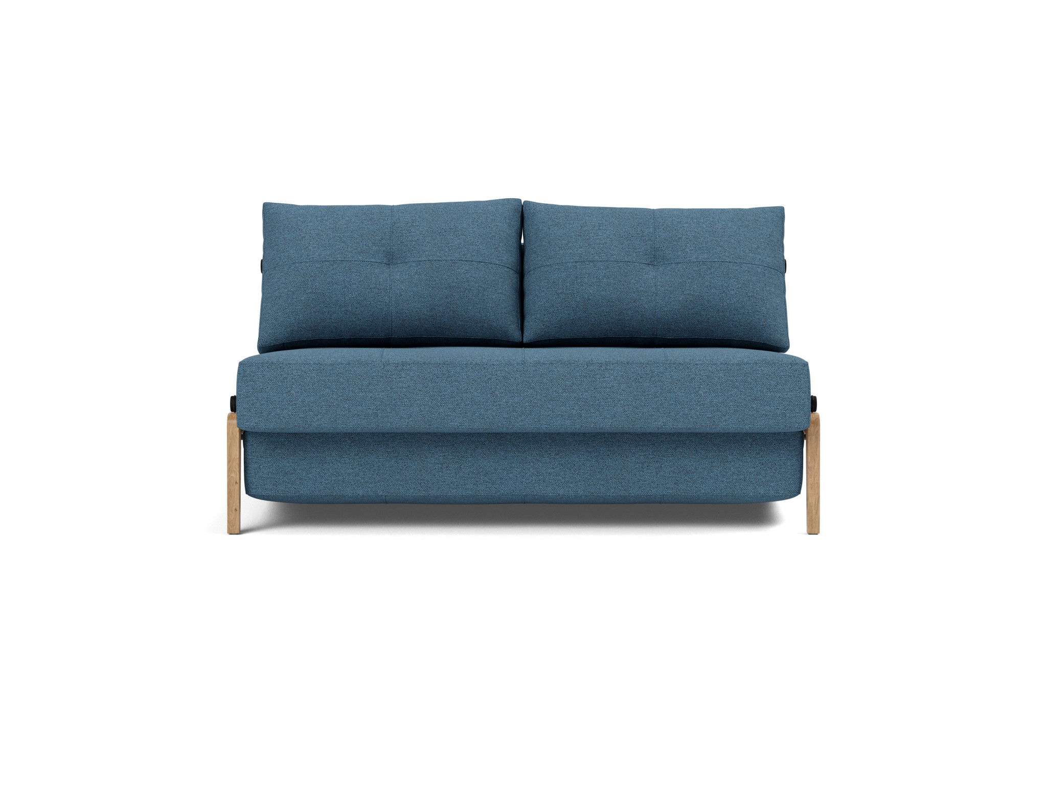 Schlafsofa Cubed 140 Strukturierter Stoff Weda 302-Weda-Blue Beine Eiche