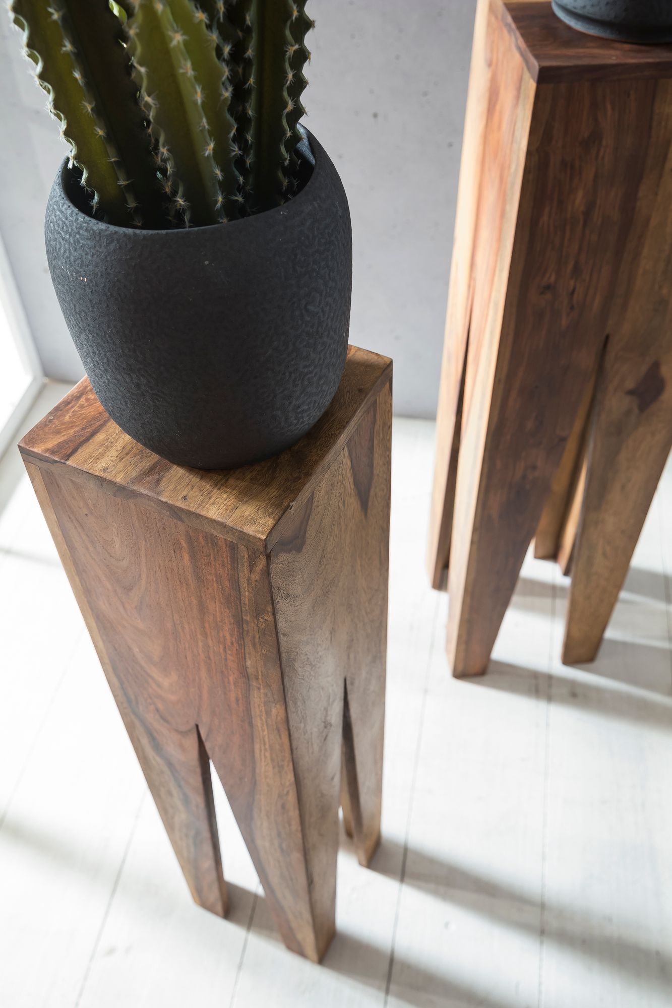 Satztisch 3er-Set Vardal Massivholz Dunkelbraun 25 × 25 × 100 cm