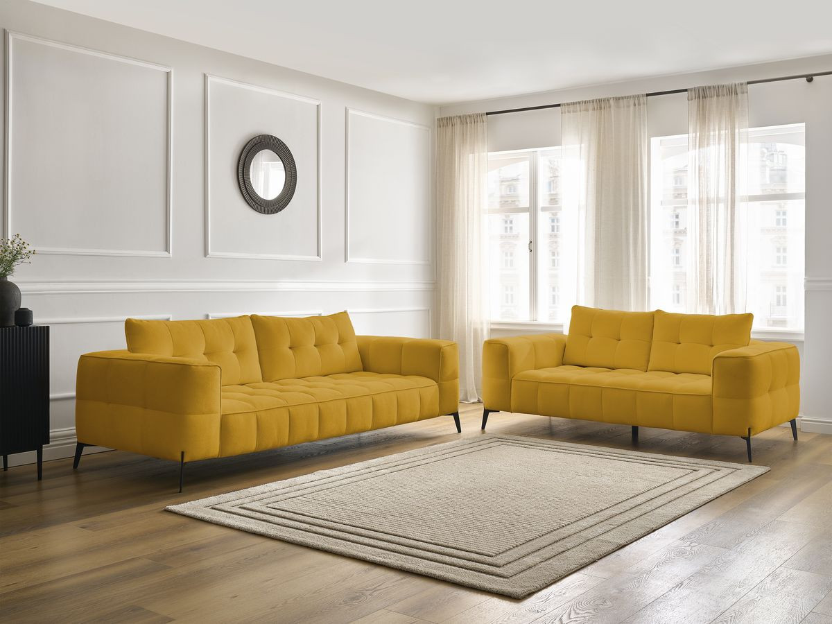 Bobochic Anis Sofa-Set 3- und 2-Sitzer Strukturstoff Gelb