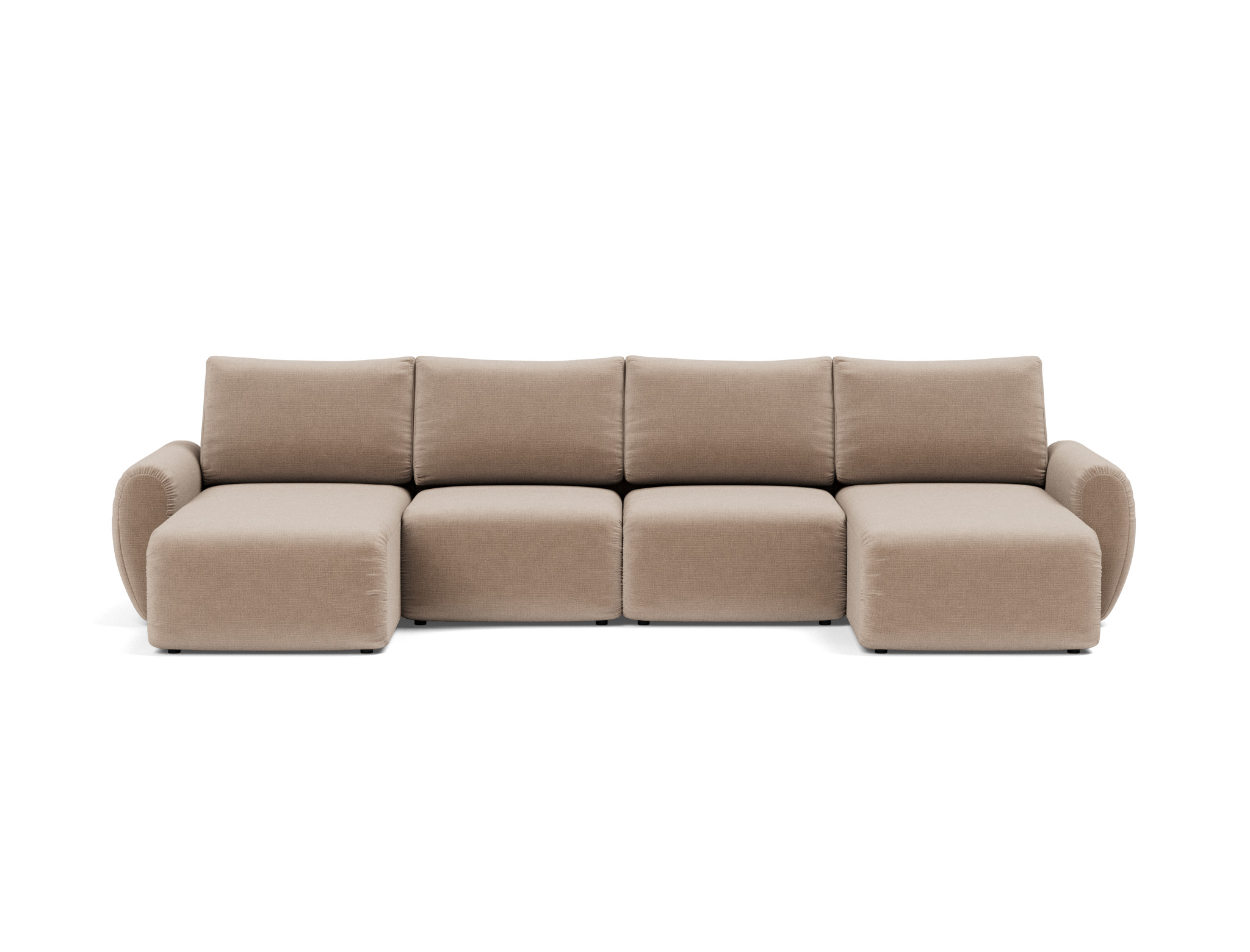 Schlafsofa Norum U-Form mit Curve-Armlehnen Chenille Esina 417-Mocha