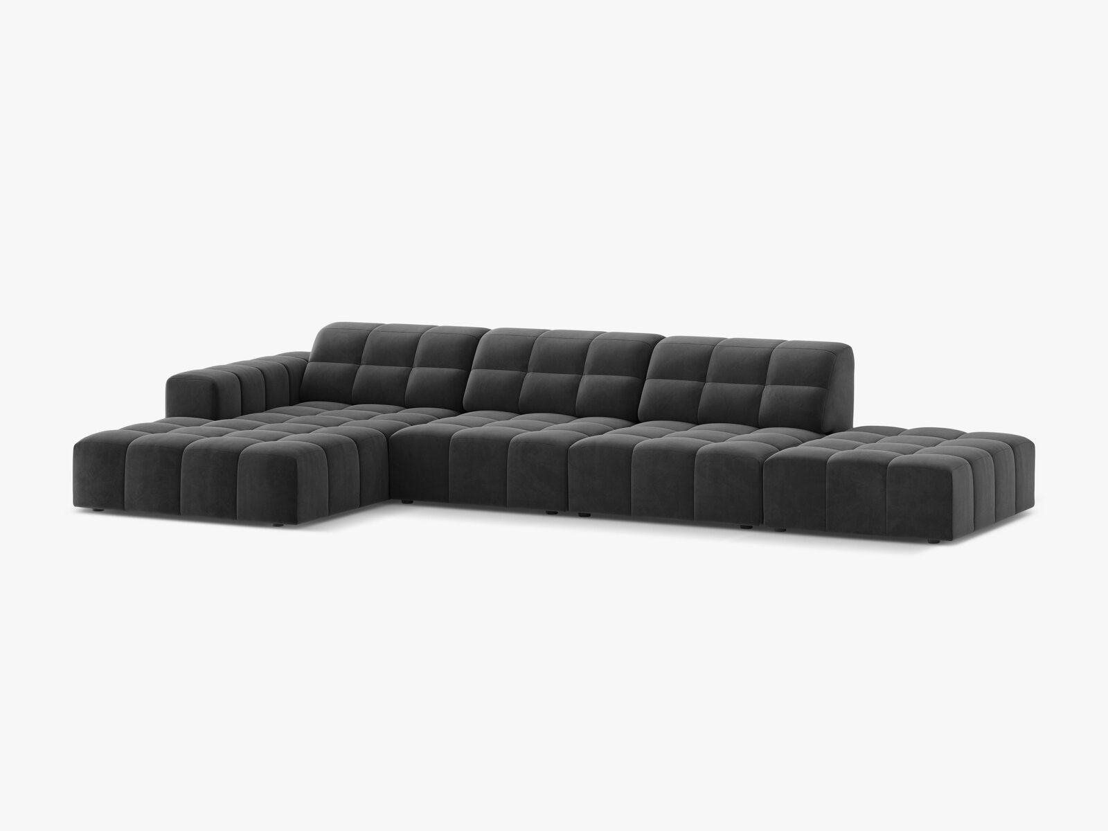 Micadoni Ecksofa Jennifer 5-Sitzer Links Samt Venus Grau