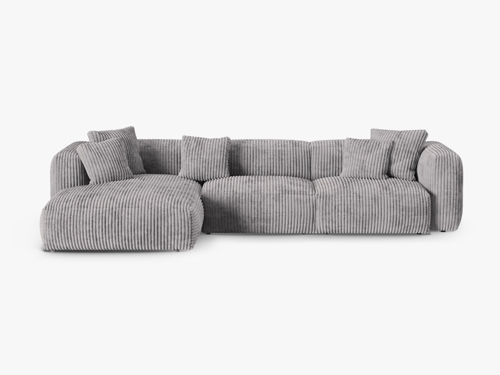 Micadoni Ecksofa Martina 3-Sitzer 90cm Sitztiefe Links Kord Tilia Hellgrau