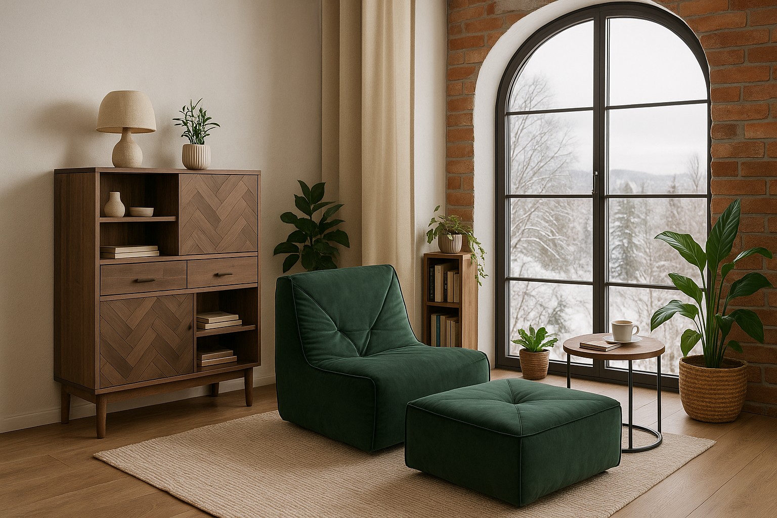 Livin Hill Sessel mit Fußhocker Nua Flaschengrün