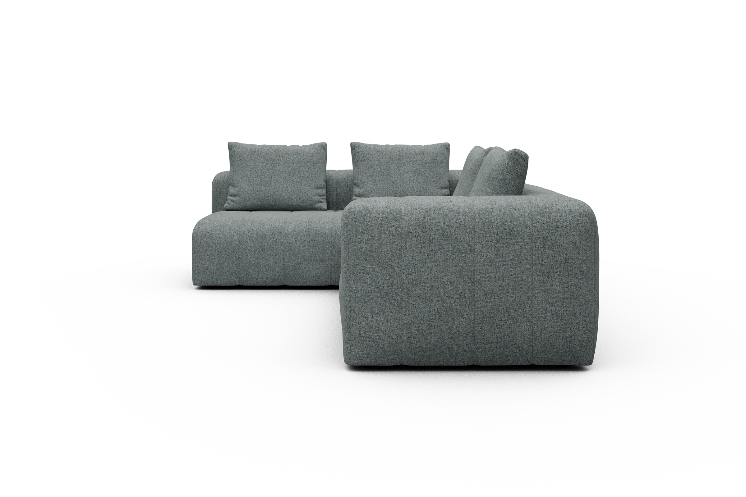 Ecksofa Hugo 2x 2,5-Sitzer Armlehne rechts Casone-Light-Mixed-Green