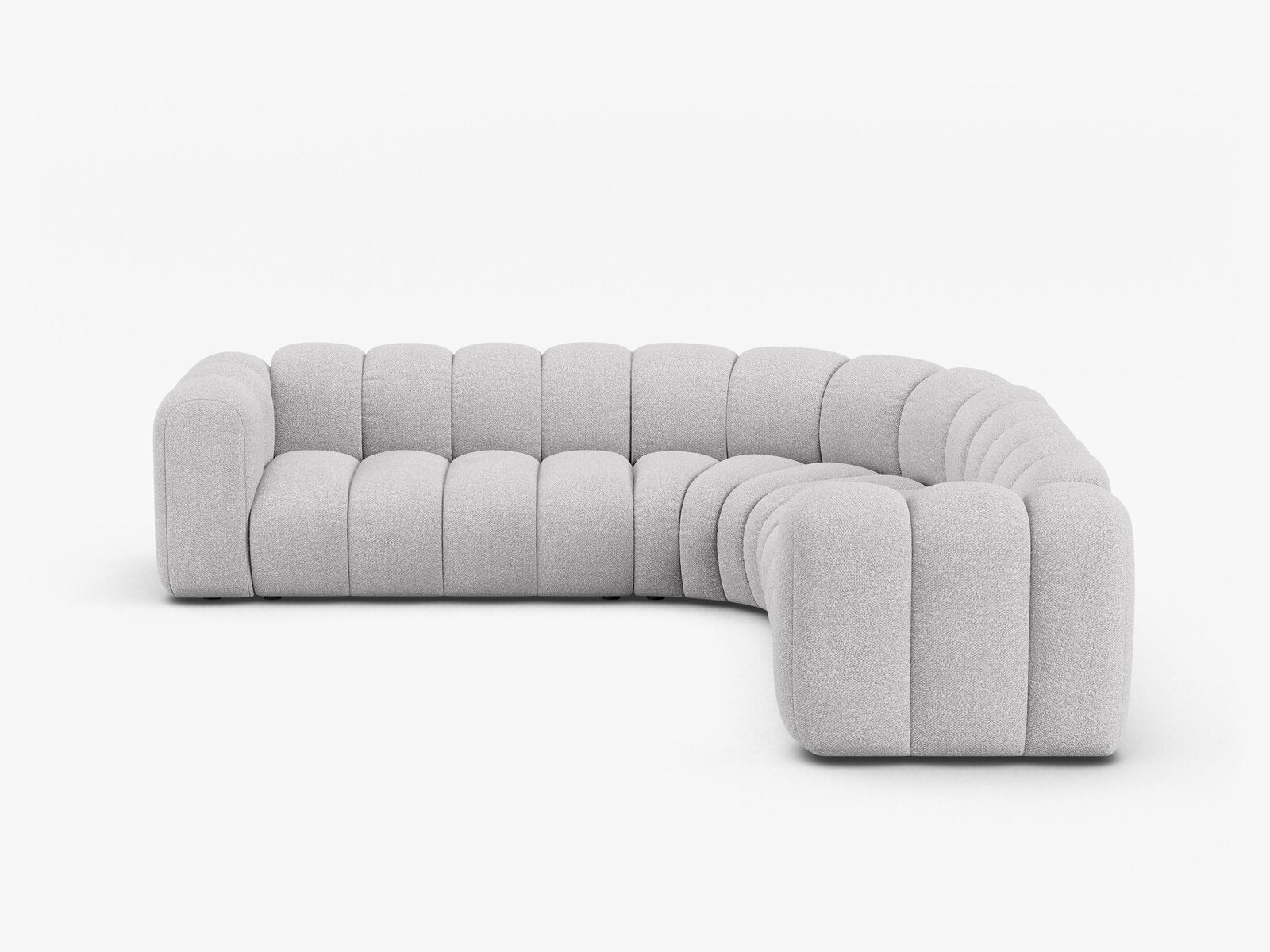 Micadoni symmetrisches Ecksofa Lupine 5-Sitzer mittelgroß Boucle Baloo Hellgrau