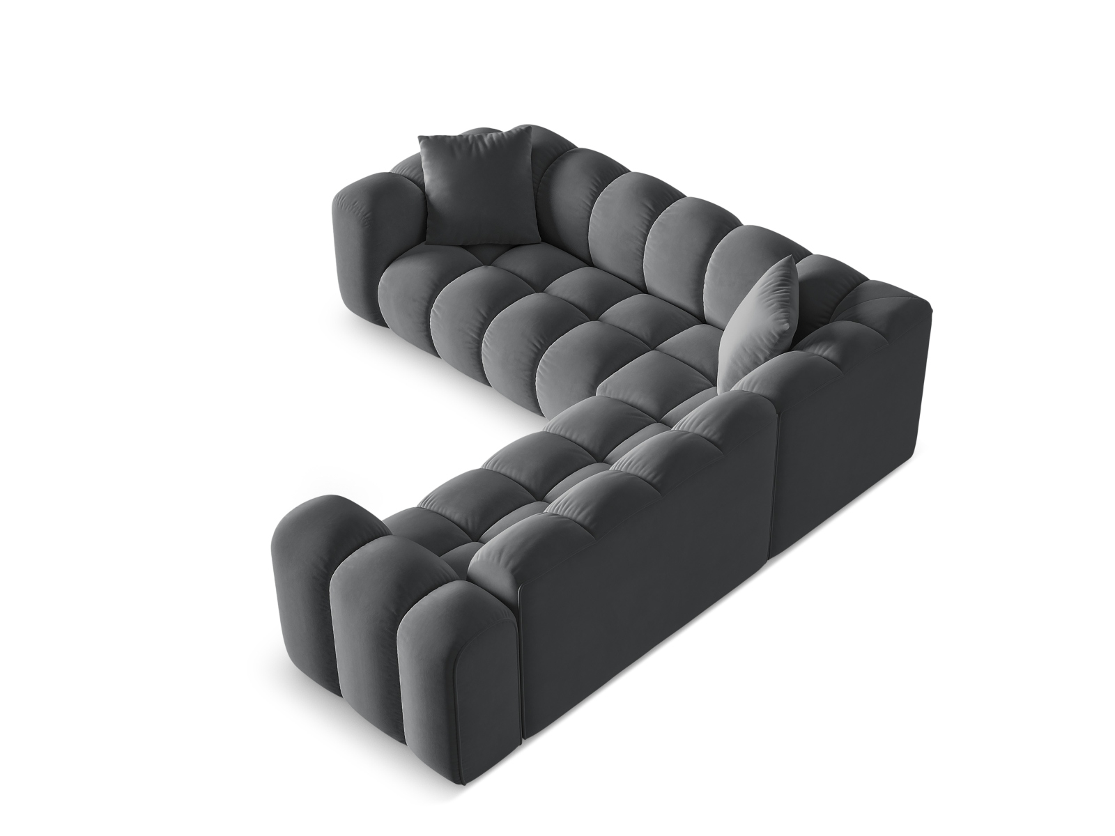 Cosmopolitan Design Symmetrisches Ecksofa Treno 3-Sitzer Samt Bluvel Grau