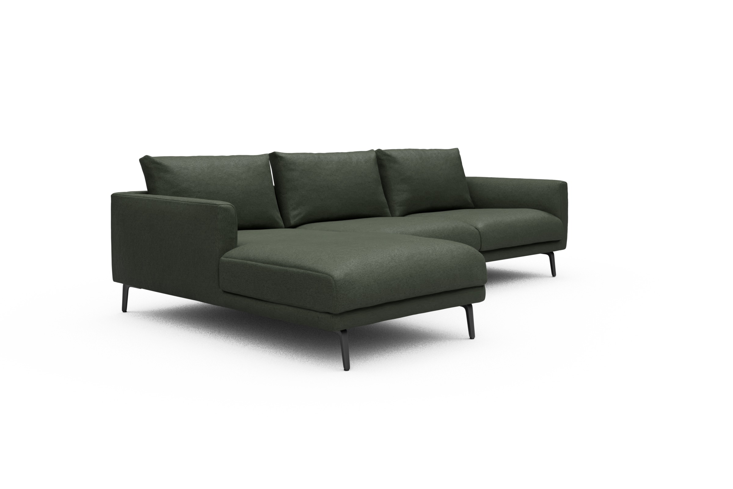 Ecksofa Karl Chaiselongue links mit 2,5-Sitzer Denari-Forest-Green