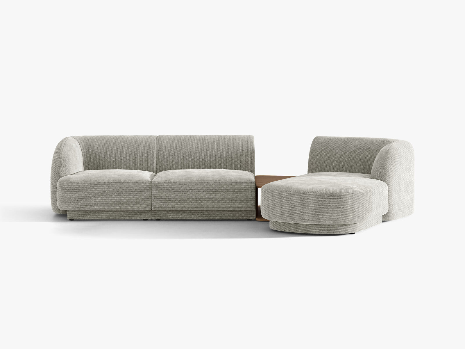 Micadoni Modulares Sofa Miley mit Recamiere 3-Sitzer Rechts Chenille Haga Hellgrau