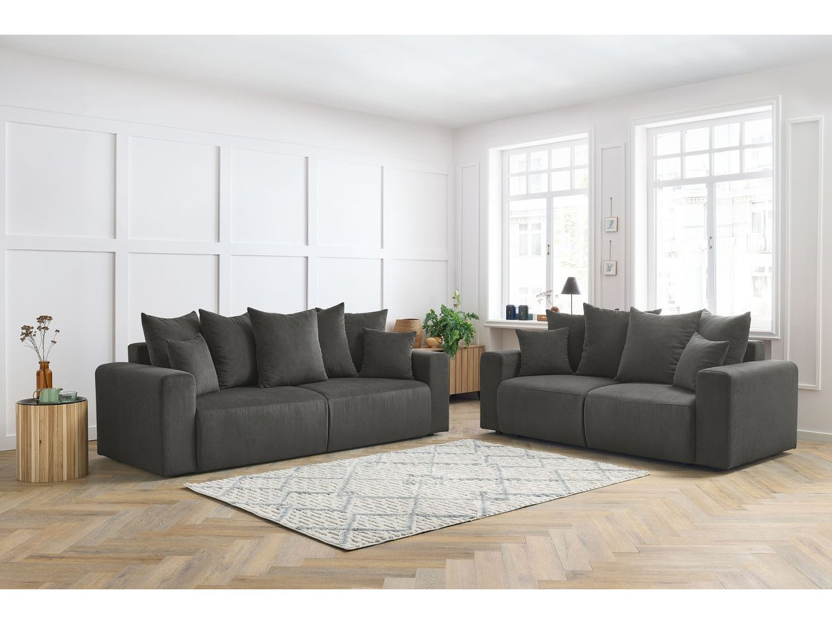 Bobochic Envy Sofa 5-Sitzer Cordsamt Dunkelgrau