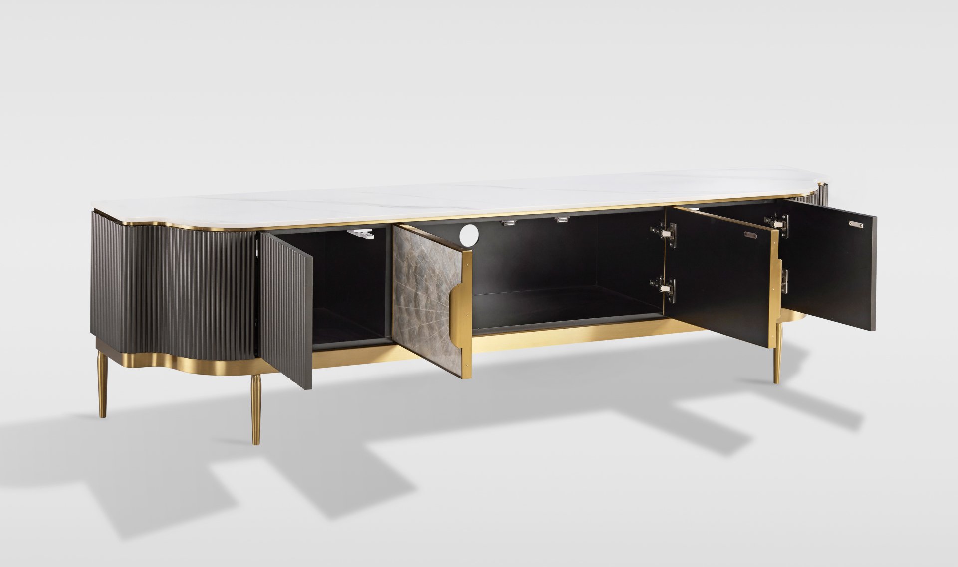 Livin Hill TV-Kommode Stilig 200 × 40 × 52 cm Dunkelgraphit, Platte Weiß
