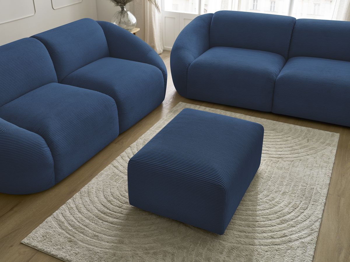 Bobochic Tina Sofa 7-Sitzer mit Pouf Cordsamt Dunkelblau