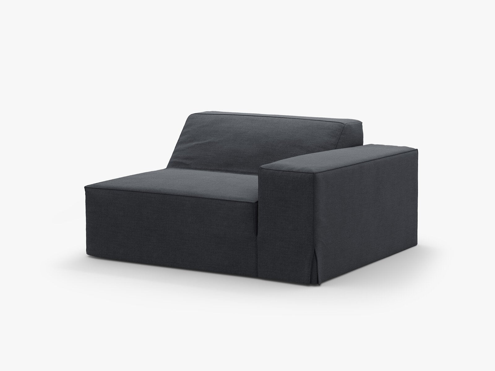 Micadoni Eckmodul mit Armlehne Jodie 1-Sitzer Rechts Strukturierter Stoff Lins Grau und Blau