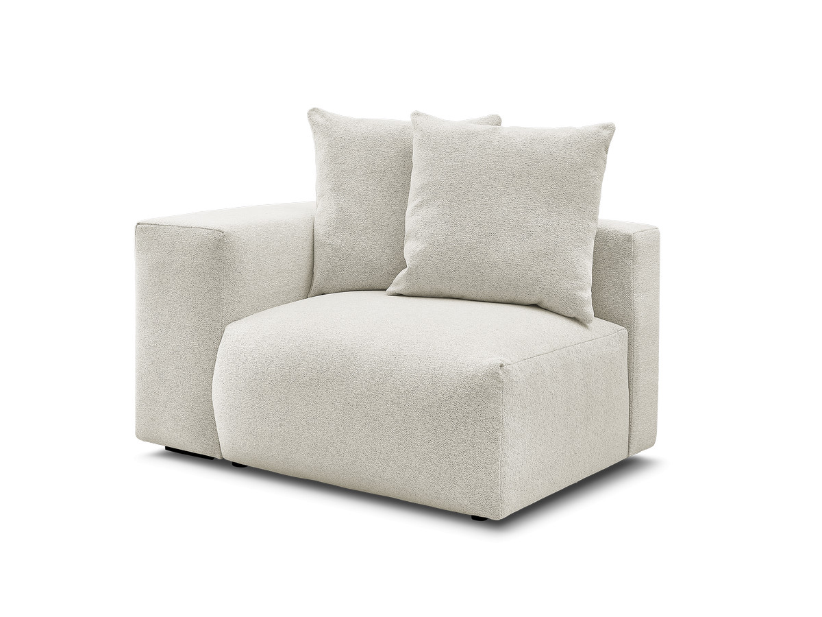 Bobochic Voltaire Sofamodul 1-Sitzer 130 × 100 cm Melange-Stoff Weiß Ecke links